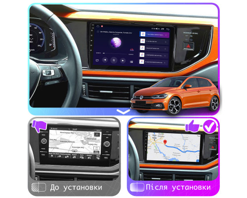 Штатная магнитола Lesko для Volkswagen Polo VI (EU Market) 2017-2021 экран 9" 4/64Gb CarPlay 4G Wi-Fi GPS Prime