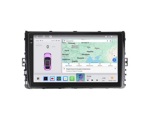 Штатная магнитола Lesko для Volkswagen Polo VI (EU Market) 2017-2021 экран 9" 4/64 QLED CarPlay 4G Wi-Fi GPS 360 Prime
