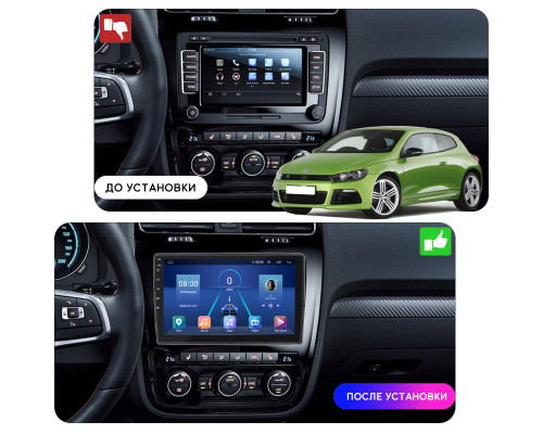 Штатная магнитола Lesko для Volkswagen Scirocco III Рестайлинг 2014-2017 экран 10" 4/64Gb 4G Wi-Fi GPS Top