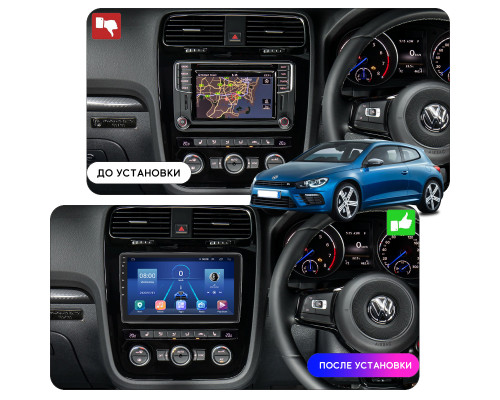 Штатная магнитола Lesko для Volkswagen Scirocco R I Рестайлинг 2014-2017 экран 10" 2/32Gb 4G Wi-Fi GPS Top