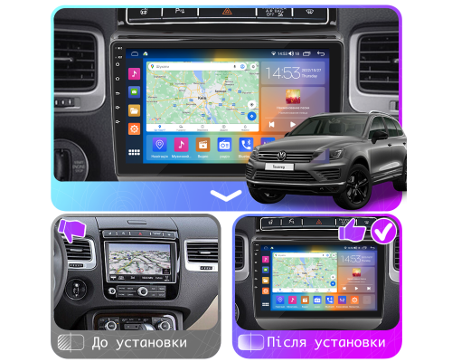 Штатная магнитола Lesko для Volkswagen Touareg II 2010-2014 экран 9" 2/32Gb CarPlay 4G Wi-Fi GPS Prime