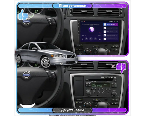 Штатная магнитола Lesko для Volvo S60 I Рестайлинг 2004-2009 экран 9" 4/64Gb CarPlay 4G Wi-Fi GPS Prime