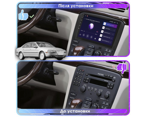 Штатная магнитола Lesko для Volvo S80 I 1998-2003 экран 9" 2/32Gb Wi-Fi GPS Base