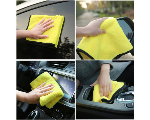 Двухстороннее микрофибровое полотенце для сушки кузова авто Yellow + Gray 30*30 см