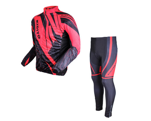 Вело костюм для мужчин KIDITO KM-CT-09202 кофта с длинным рукавом штаны Red XL