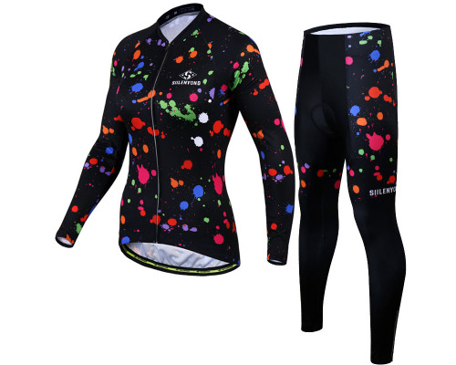 Вело костюм женский Siilenyond SW-CT-05702 Graffiti длинный рукав штаны 3XL