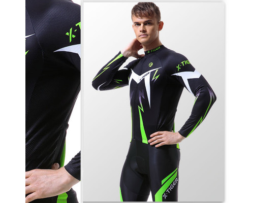 Вело костюм для мужчин X-Тiger XM-CT-013 кофта с длинным рукавом штаны Green M