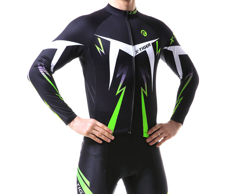 Вело костюм для мужчин X-Тiger XM-CT-013 кофта с длинным рукавом штаны Green XL