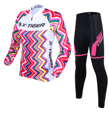 Вело костюм женский X-Тiger XW-CT-155 кофта с длинным рукавом штаны Multicolor Zigzag 3XL