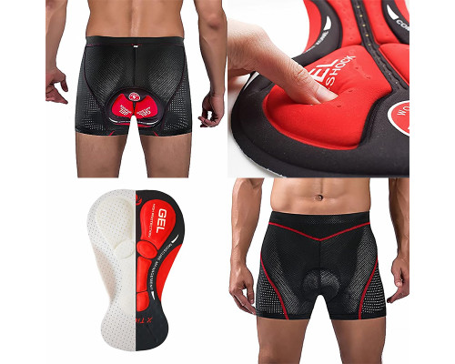 Трусы велосипедные для мужчин X-Тiger XM-DNK-168 с гелевым 5D памперсом Red S