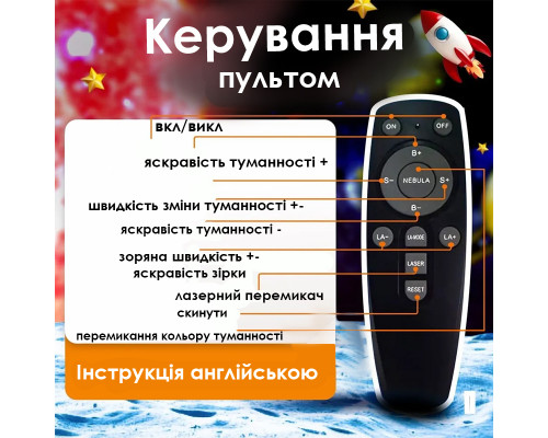 Проектор ночник Астронавт с гитарой HR-F2 звездное небо 7 режимов ДУ Black