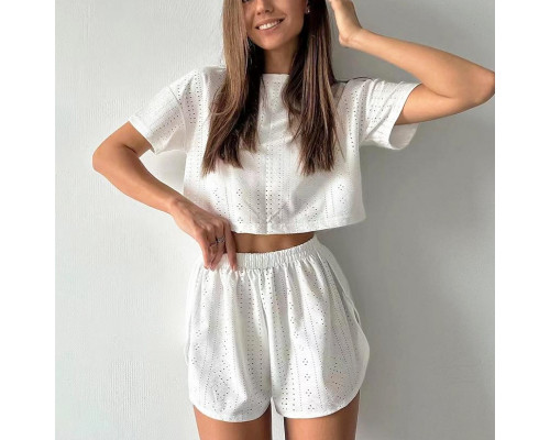 Женский комплект для дома и сна SM24107A футболка и шорты женская пижама White M