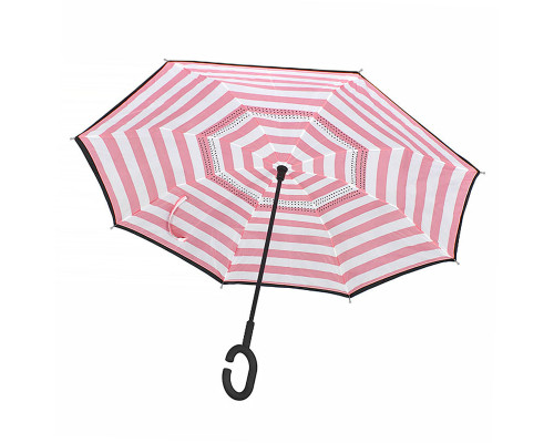 Зонт наоборот Up-Brella Розово-белые полосы