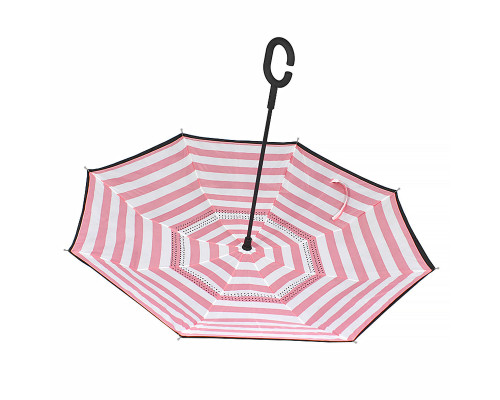 Зонт наоборот Up-Brella Розово-белые полосы