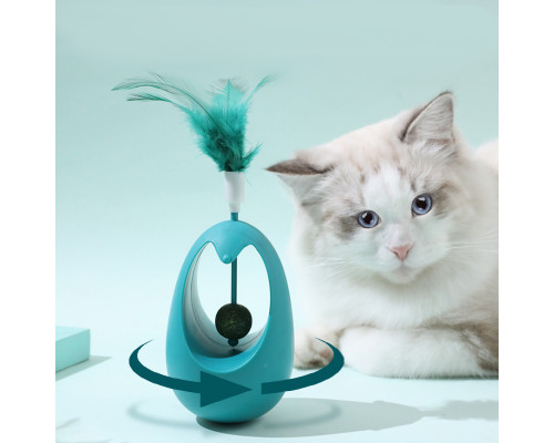 Игрушка для котов Taotaopets 027714 Неваляшка с перьями и кошачьей мятой Blue
