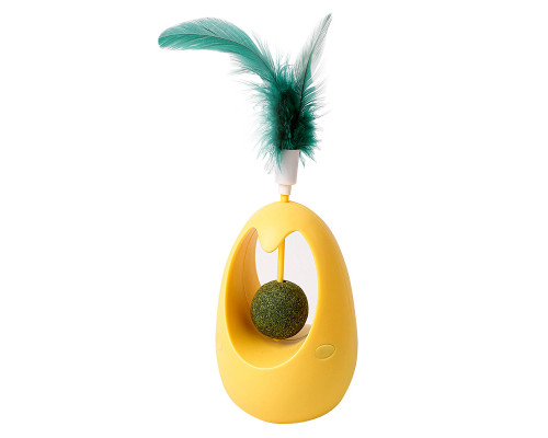Игрушка для котов Taotaopets 027714 Неваляшка с перьями и кошачьей мятой Yellow