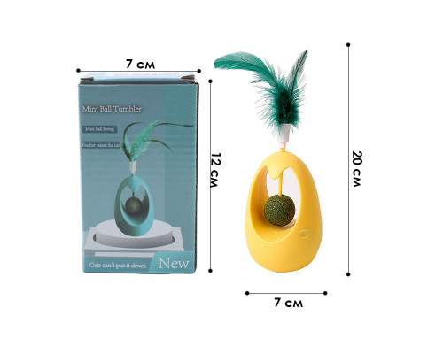 Игрушка для котов Taotaopets 027714 Неваляшка с перьями и кошачьей мятой Yellow