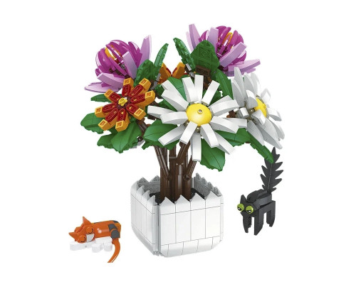 3D конструктор набор строительных блоков JIE-STAR 9036 Chrysanthemum potted plants 900 деталей пластиковый