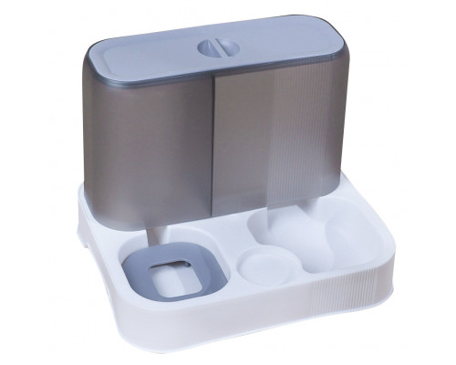 Миска для кошек собак с автоматической поилкой и кормом Taotaopets 193306 Gray + White