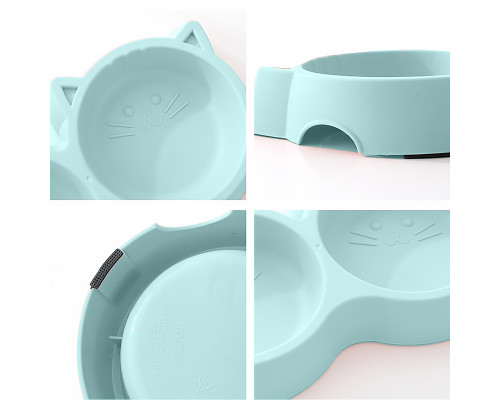 Миска для кошек Taotaopets Cat 123307 двойная пластиковая Blue