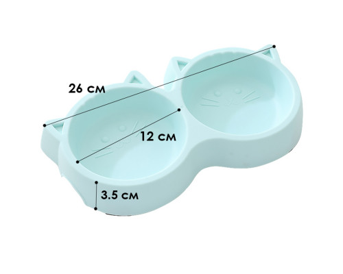 Миска для кошек Taotaopets Cat 123307 двойная пластиковая Blue