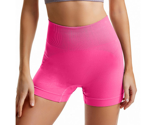 Шорты женские 1802# бесшовные для фитнеса пуш ап push up Розовый электрик L