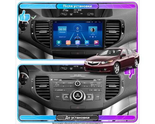 Штатная магнитола Lesko для Acura TSX II 2008-2014 экран 9" 2/32Gb 4G Wi-Fi GPS Top