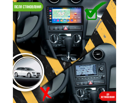 Штатная магнитола Lesko для Audi A3 II (8P) Рестайлинг 1 2004-2008 экран 9" 2/32Gb CarPlay 4G Wi-Fi GPS Prime