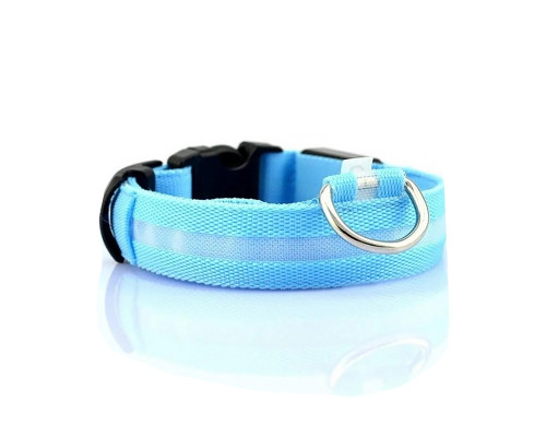 Светодиодный LED ошейник USB светящийся для собак и котов Blue M