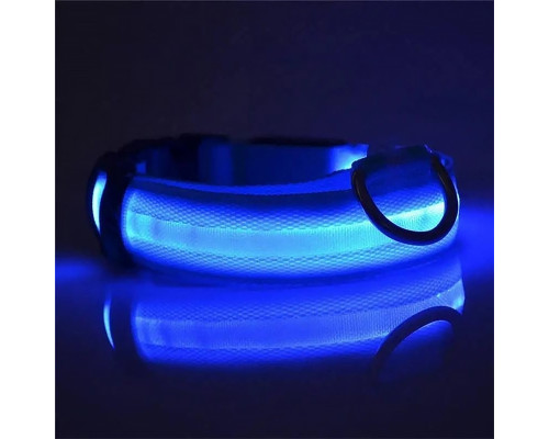 Светодиодный LED ошейник USB светящийся для собак и котов Blue M