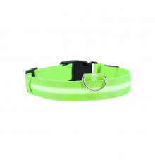 Светодиодный LED ошейник USB светящийся для собак и котов Green S