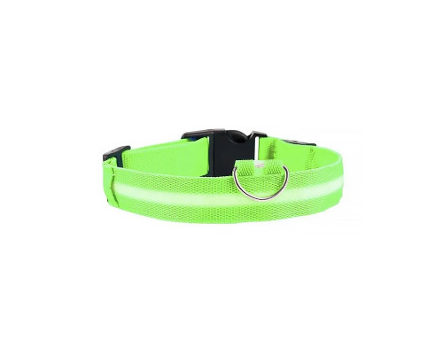 Светодиодный LED ошейник USB светящийся для собак и котов Green S