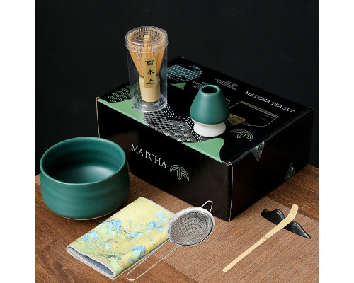 Набор Mavanto 5456 для приготовления чая матча 7 предметов Green Matt