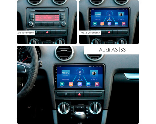 Штатная магнитола Lesko для Audi A3 II (8P) Рестайлинг 2 2008-2013 экран 9" 6/128Gb 4G Wi-Fi GPS Top