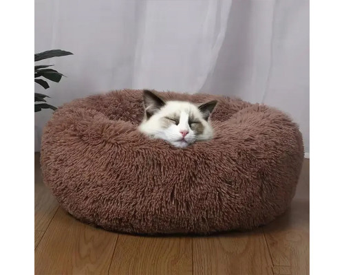 Лежак пуфик для котов собак круглый 552201 L Brown