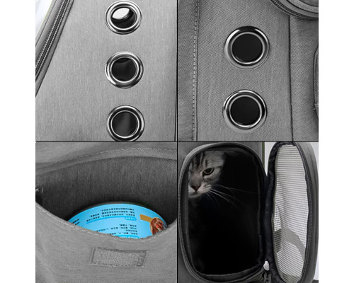 Рюкзак-переноска для кошек Taotaopets 251103 Panoramic с прозрачным окном Gray